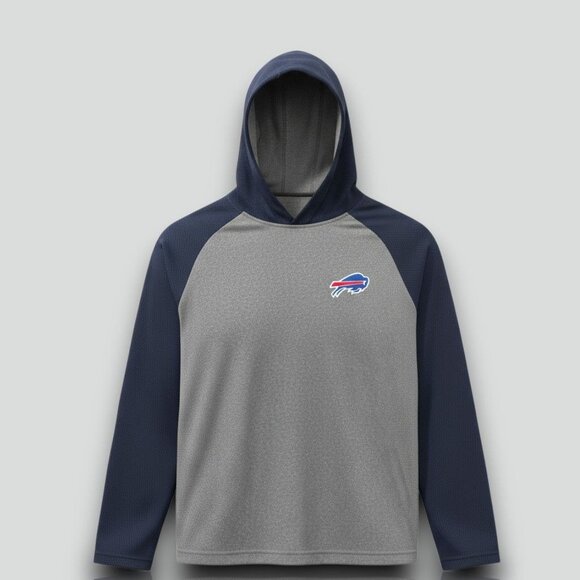 Buffalo Bills Antigua NFL Hooded Sweatshirt Gray/Navy Mens XL Polyester Sportswe - Picture 1 of 15